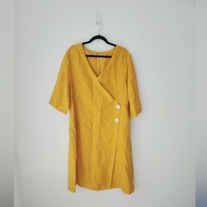 Harris Cotton | 100% linen yellow dress